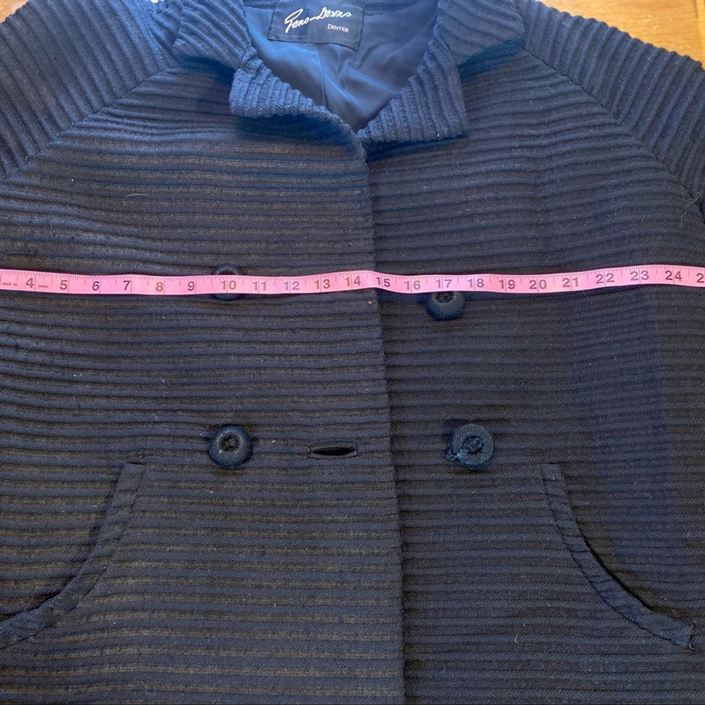 Gorgeous VTG 1960’s Black Mid-Mod Ribbed Wool-Blend Swing Coat - XL - Picture 6 of 11